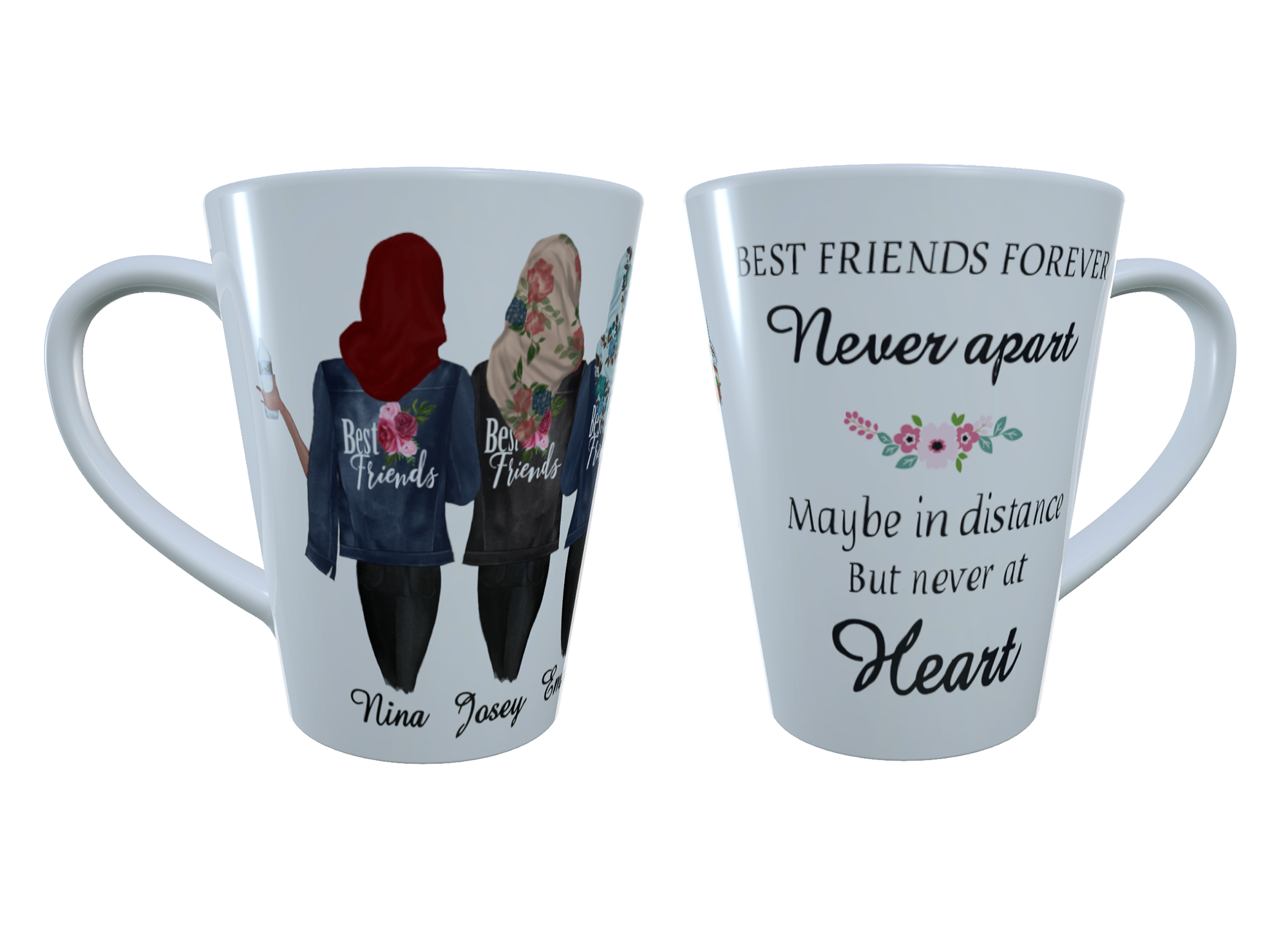 Hijabi Best Friends Forever Personalized Ceramic Latte Mug
